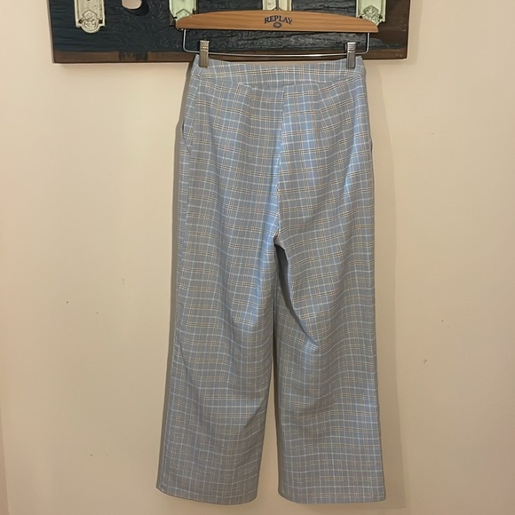 Blue Blush Blue and Brown Plaid Wide Leg Crop Top Outfit Size Small - Picture 13 of 16